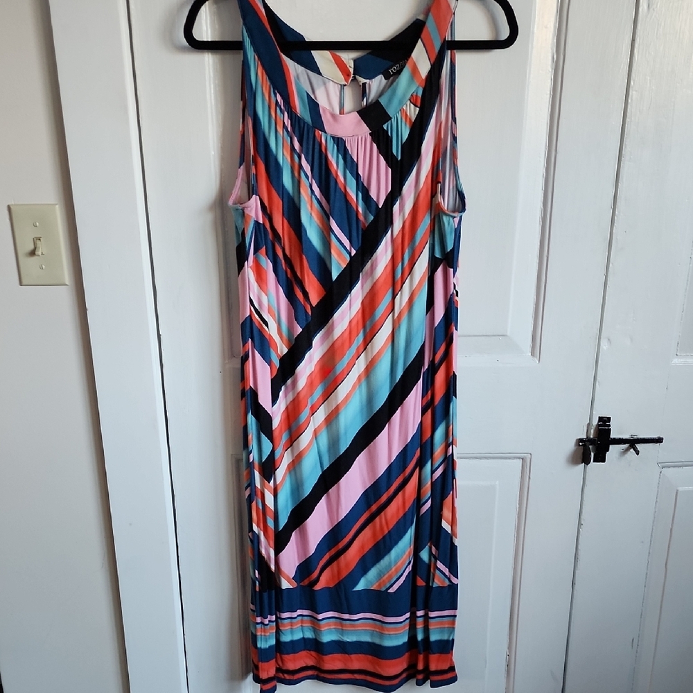 Roz & Ali Colorful Striped Midi Dress